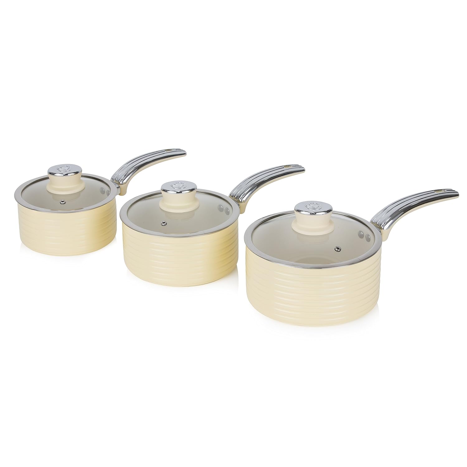 Swan SWPS3020C Retro Saucepan Set with Easy Clean NonStick Ceramic