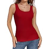 AUHEGN Tank Top for Women Summer Sleeveless Scoop Neck Ribbed Workout Tank Tops Slim Fitted Basic Cami Tee Shirts