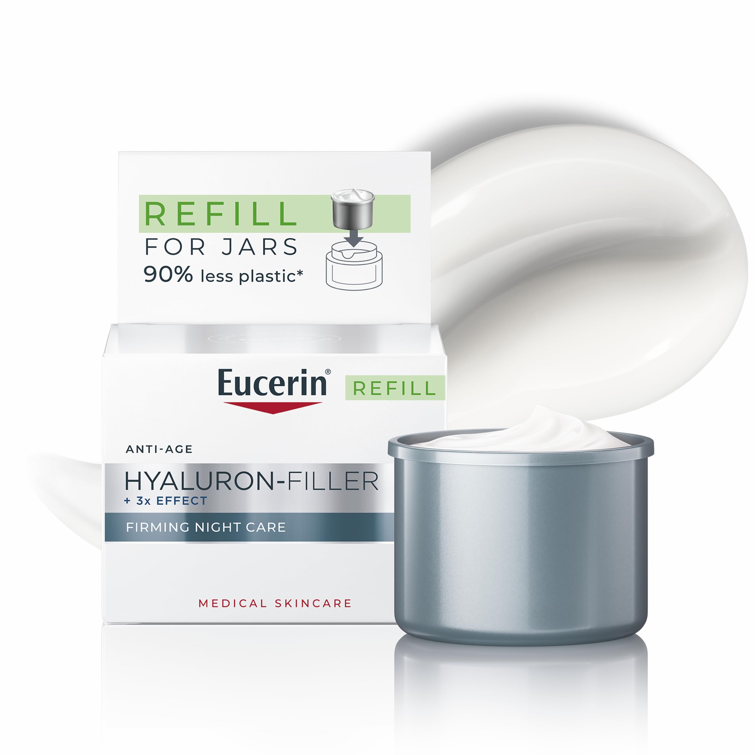 Eucerin Hyaluron-Filler Night Cream Refill 50ml (1 Jar), Nourishing Night Moisturiser with Anti-Ageing Hyaluronic Acid, Fills, Stimulates and Defends Complexion