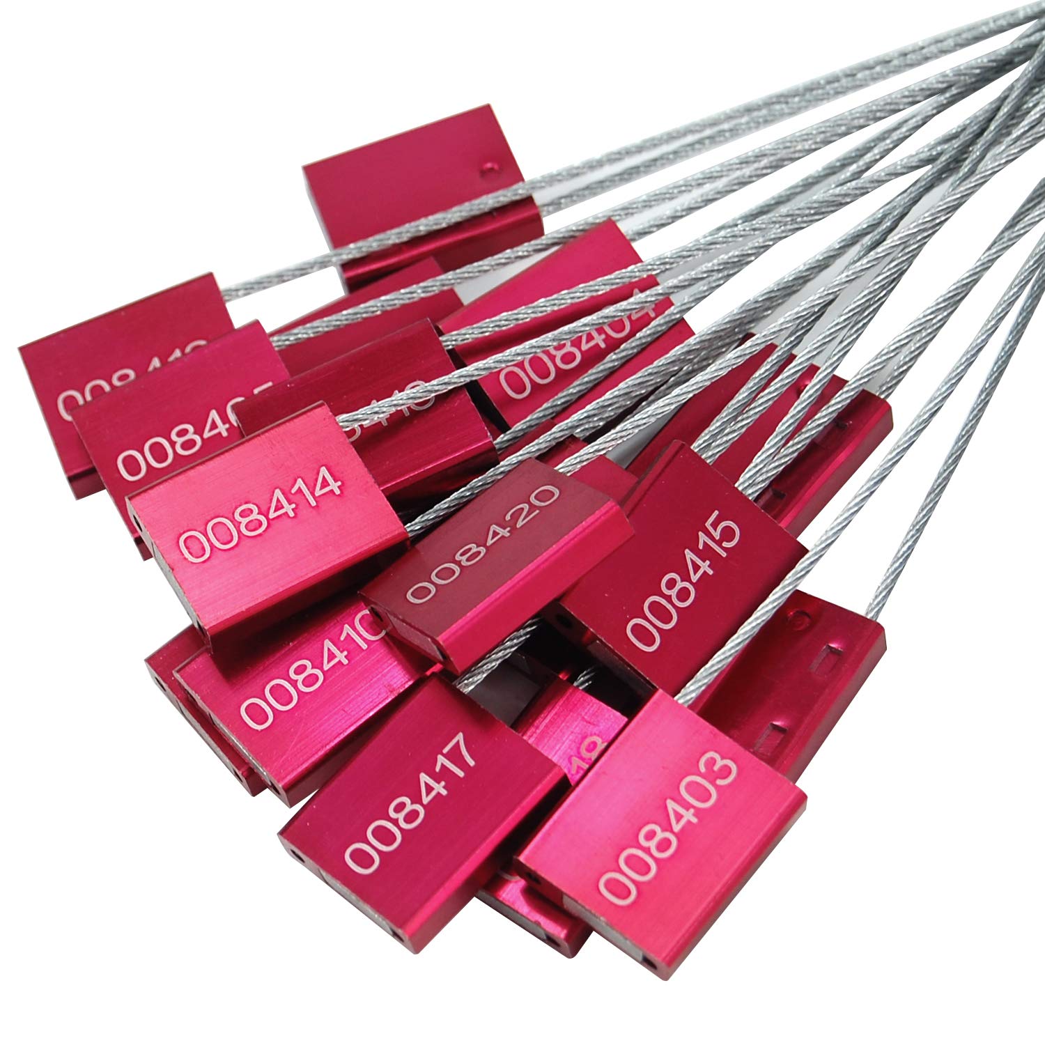 Photo 1 of High Security Cable Seals Metal Container Seals Pull Tight Alumium Shipping Security Tags for Logisitics ISO 17712 Certificated (Pack of 100, Red)