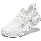 AIRHAS Womens Wide Toe Box Walking Shoes Slip On Breathable Sneakers for Women Lightweight Casual Nursing Shoes(White,6.0)