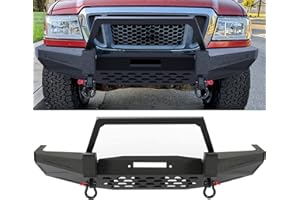 PEFORWAY Off Road Front Bumper fit for Ford Ranger 1998-2011, Built-in Winch Plate D-rings Carbon Steel Powder Coated Black Full Width Front Bumper