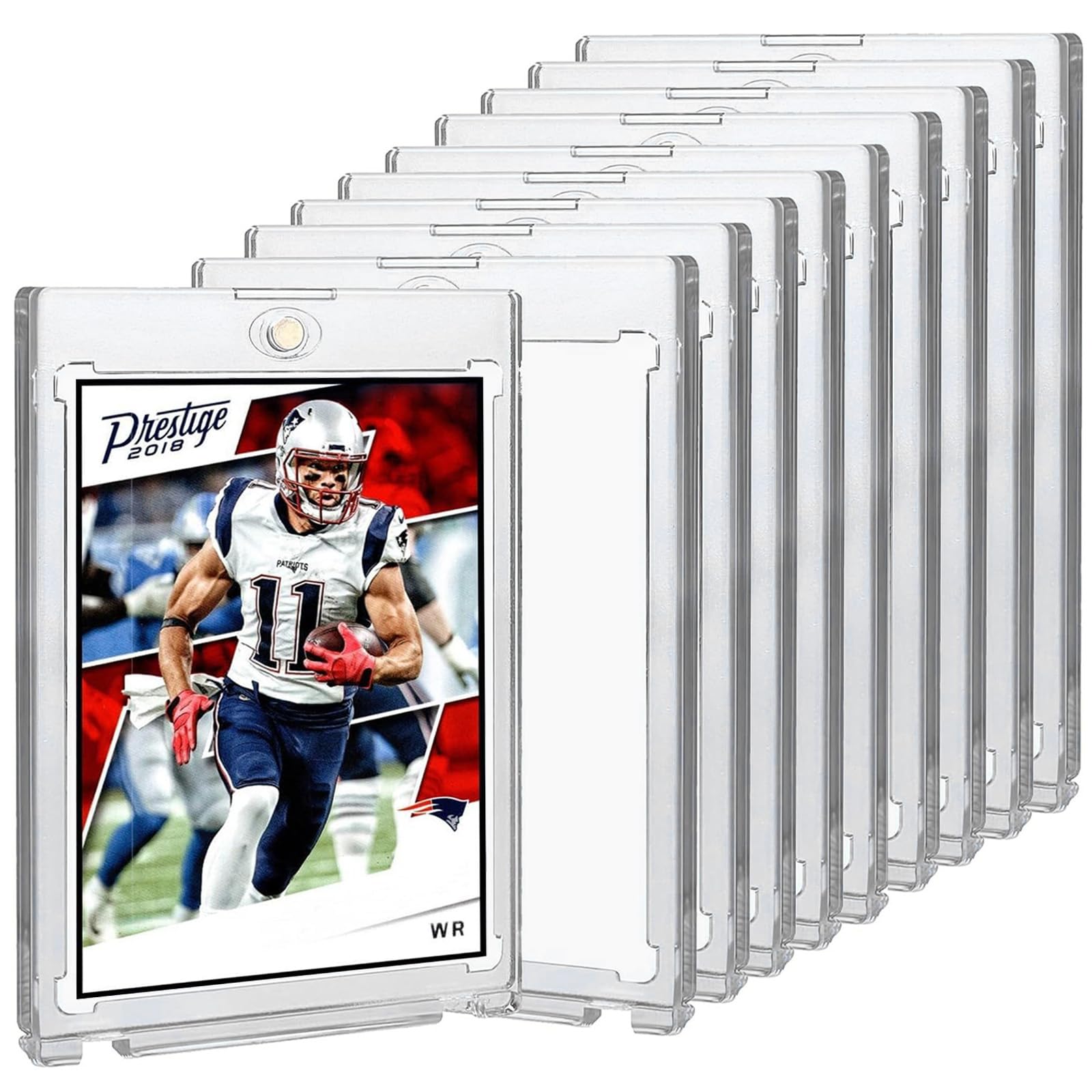 10Pcs 35PT Transparent Magnetic Card Holder, One Touch Hard Plastic Storage Protection Holders, Acrylic Display Cards Protectors for Collectible Trading Sports Football Baseball Protective Cards