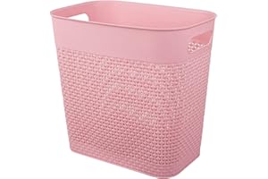 UUJOLY Plastic Trash Can Wastebasket, Garbage Container Basket for Bathrooms, Kitchens, Offices, Kids Rooms (Pink, 3 Gallon), 1 Pack