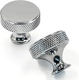 Amerdeco 10 Pack Polished Chrome Knurled Cabinet Knobs 1.2 inch Diameter