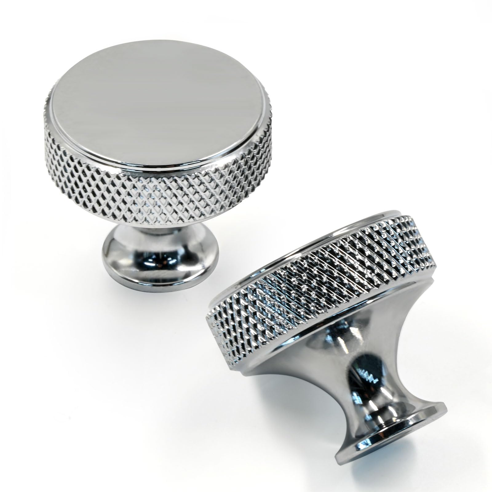Amerdeco 10 Pack Polished Chrome Knurled Cabinet Knobs Kitchen Cabinet Handles for Drawer Dresser, Cupboard and Wardrobe — image 1