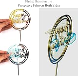 OWill 8 Pcs Happy Birthday Cake Toppers Gold Acrylic Double-Sided view 5