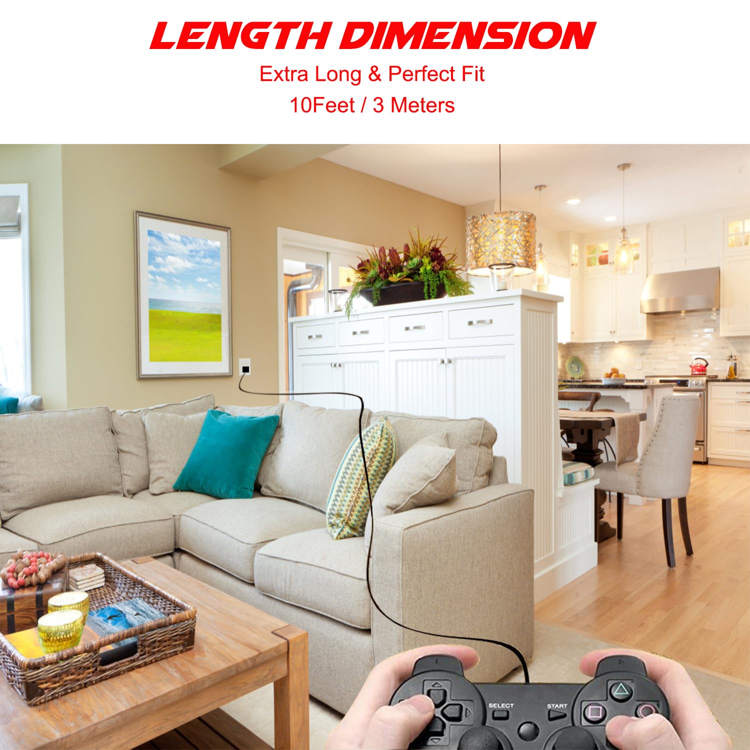 Xahpower 2Pack 10Ft Controller Charging Cable for PS3, Magnetic Ring Mini USB Data Charging Cord for Sony PS3/ PS3 Slim/PS Move Controllers GoPro,HD,Dash Cam,MP3 Player Digital Cameras, TI-84 Plus