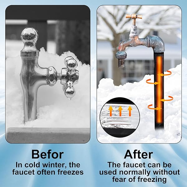 HONOSON 3 PCS WINTER WATER PIPE HEAT SET INCLUDES 38.5″ X 6″ WATERPROOF WATER PIPE HEAT BLANKET WITH CABLE, 13 X 24 INCH OUTDOOR FAUCET COVER INSULATION TAPE FOR WINTER FREEZE PROTECTION HOSE WALL TAP