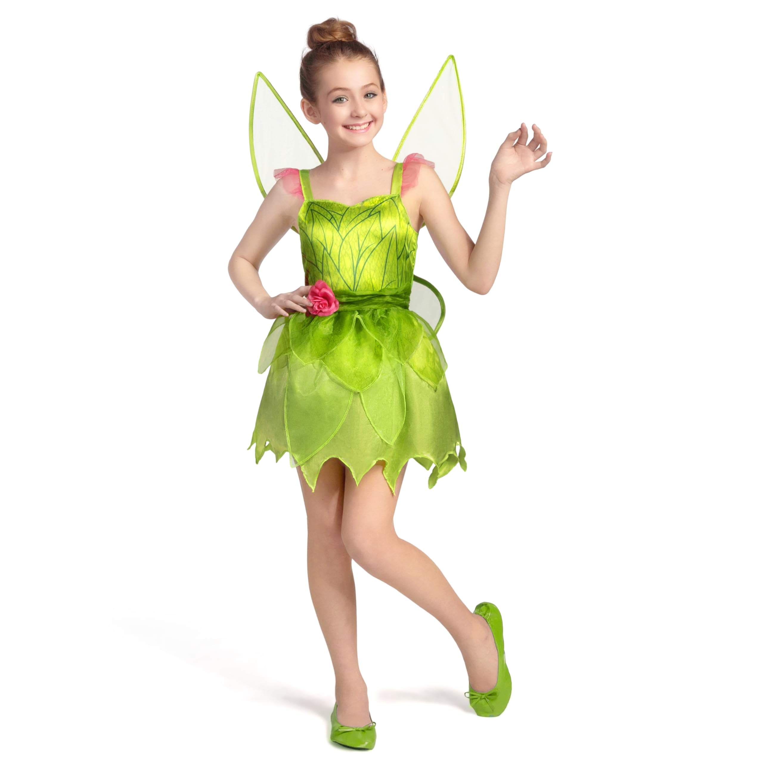 Spooktacular Creations Fairy Costume for Girls, Green Fairy Costume Dress, Fairy Tutu Dress for Halloween Dress Up, Small ( 5 - 7 yrs)