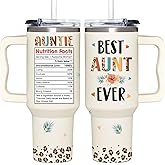 AT2Z GLOBAL Mothers Day, Christmas, Birthday, Gift for Auntie, Aunts - Gifts for Aunt, Auntie - Aunt Gifts from Niece, Nephew - Gift for New Aunts - 40oz Tumbler With Handle & Straw