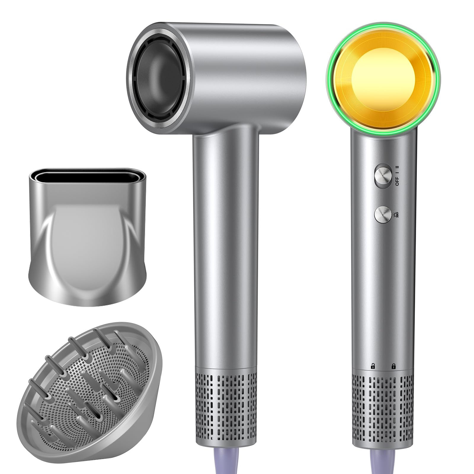 Hair Dryer, 150,000 RPM Brushless Motor, Ultra-Fast Drying with 3 Heat Settings & LED Lights, High-Speed Ionic Blow Dryer, Low Noise Lightweight with Diffuser & Nozzle for Home, Salon, Travel Image