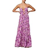 Womens Vintage Floral Long Dress Y2k Spaghetti Strap Tie Back Hollow Out Maxi Dress Summer Beach Party Sundress