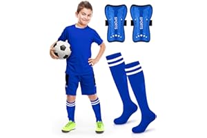 Hryrbay Kids Soccer Shin Guards and Socks Youth Soccer Shin Pads Protective Defender Gear for 3-15 Years Toddler Boys Girls