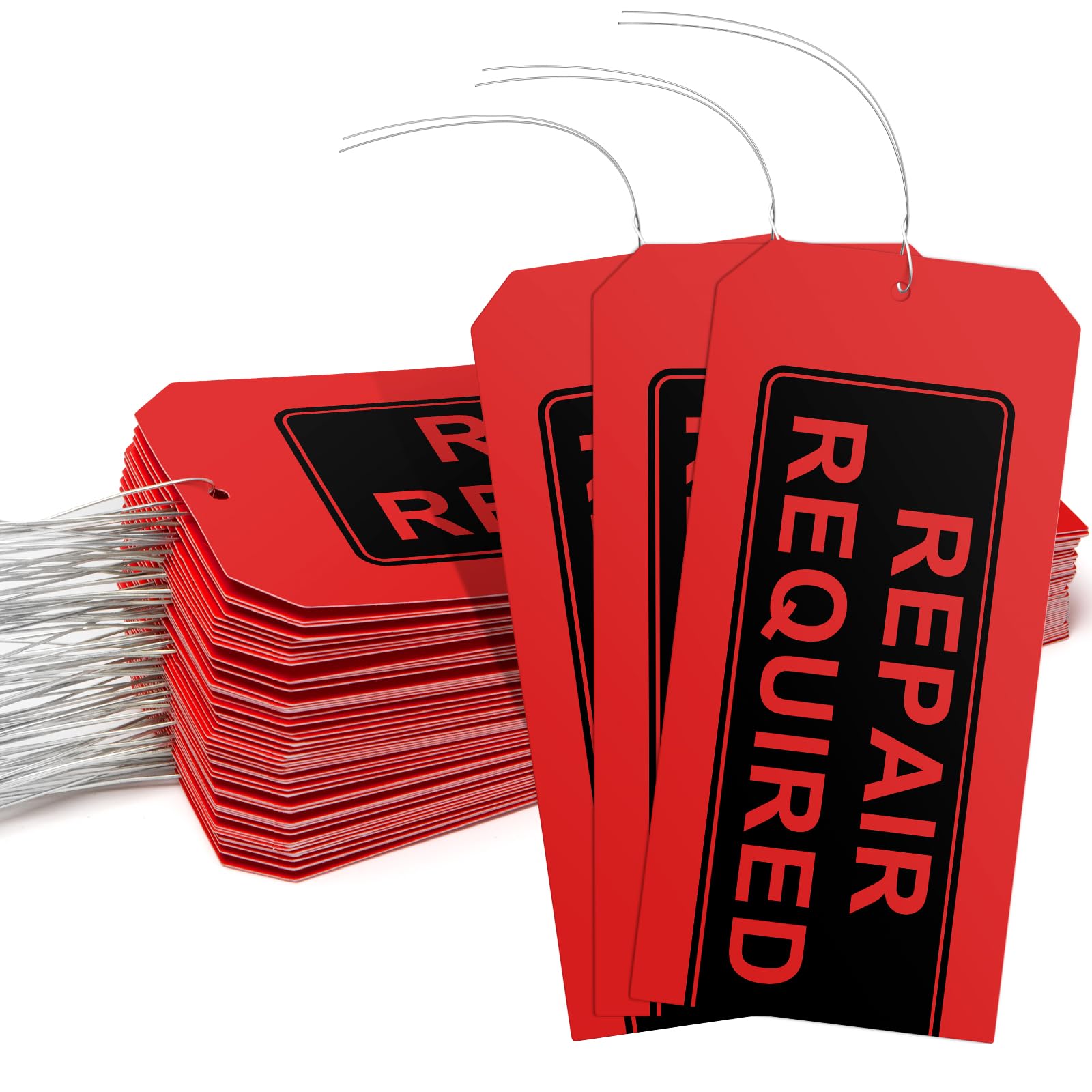 Photo 1 of Repair Required Tags with Wires Attached (Pack of 100),Maintenance Repair Label Tags with Wire