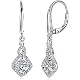 Moissanite Drop Dangle Earrings for Women 925 Sterling Silver Leverback Earring D-E Color VVS1 Clarity Hypoallergenic Jewelry Promise Birthday Christmas with Certificate