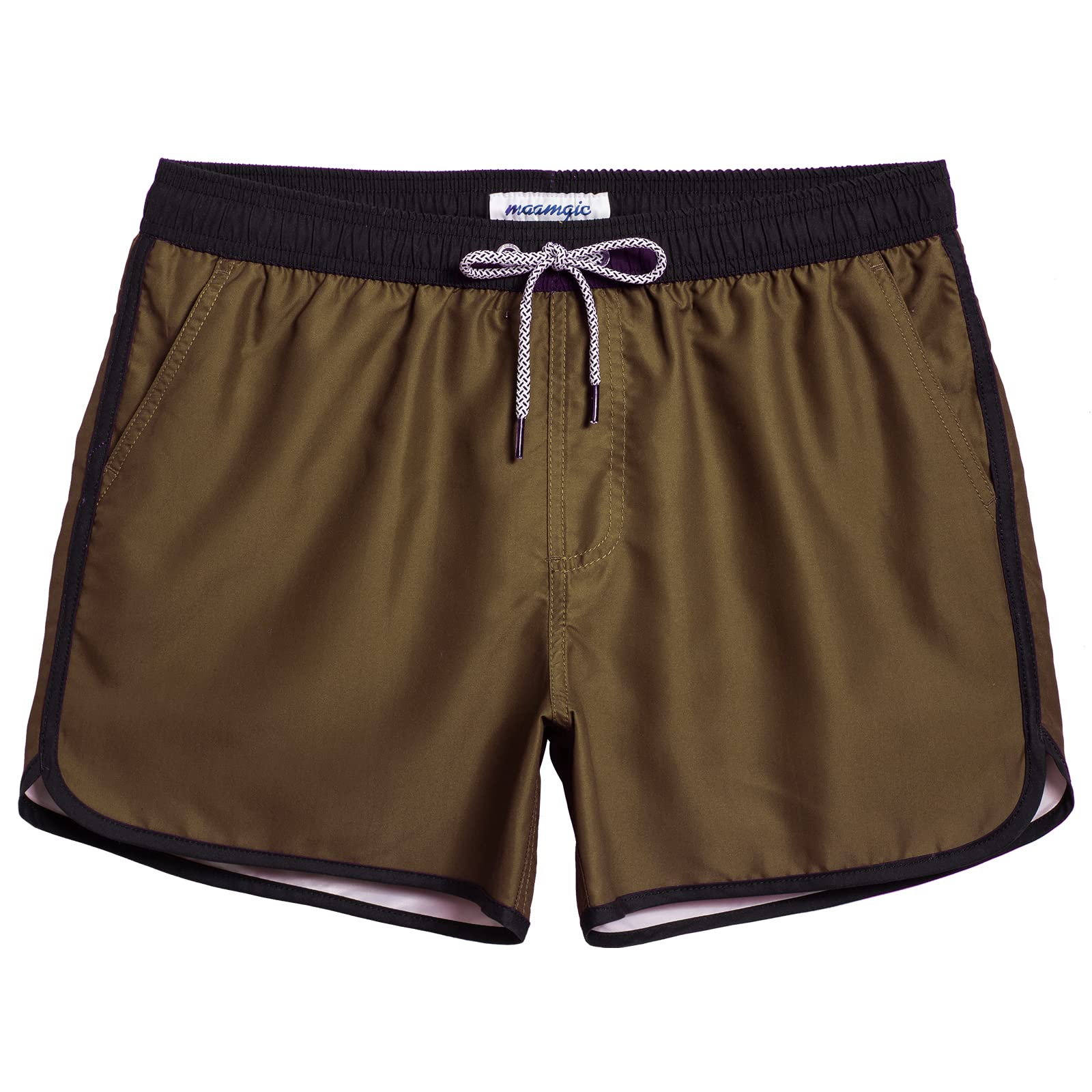 maamgic Mens Short 80s 90s Vintage Swim Trunks with Mesh Lining Quick Dry Bathing Suit Board Shorts Colorblock Olive Medium Image maamgic Mens Short 80s 90s Vintage Swim Trunks with Mesh Lining Quick Dry Bathing Suit Board Shorts Colorblock Olive Medium Image