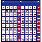 Eamay Hundreds Pocket Chart with 130 Number Cards, Number 1-100 Board Pocket Chart for Teacher Lessons in a Classroom or for Use at Home (100 Pockets)