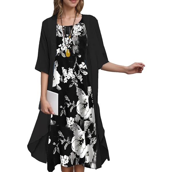 Amazon.com: Summer Two Piece Dresses for Older Women Wedding Flowy Cocktail  Formal Clothes Floral Print Casual Loose Clothes Church Dresses for Elderly  Women : Clothing, Shoes & Jewelry