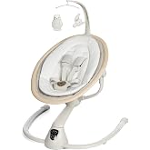 Maxi-Cosi Cassia Smart Baby Swing for Infants, Portable, Foldable Infant Swing with Music, 360 Rotation, 5 Speeds, 12 Melodies, EcoCare Fabric, Auto Motion Sensor, 2 Reclines, Classic Oat