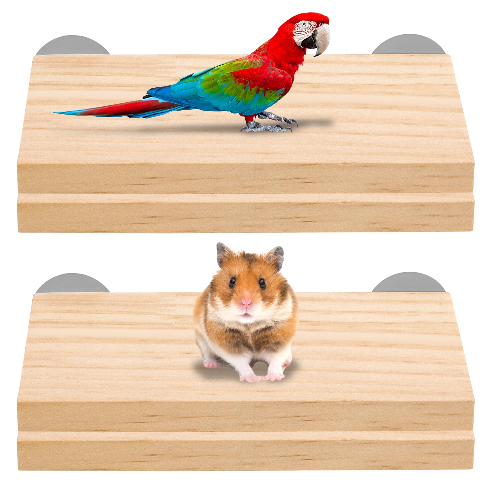 Fanshiontide 4PCS Natural Wood Bird Platform Seat - Cage Accessories, Parrot Perches Stand, Climbing Platform for Small Animals, Budgies, Chinchilla, Hamster