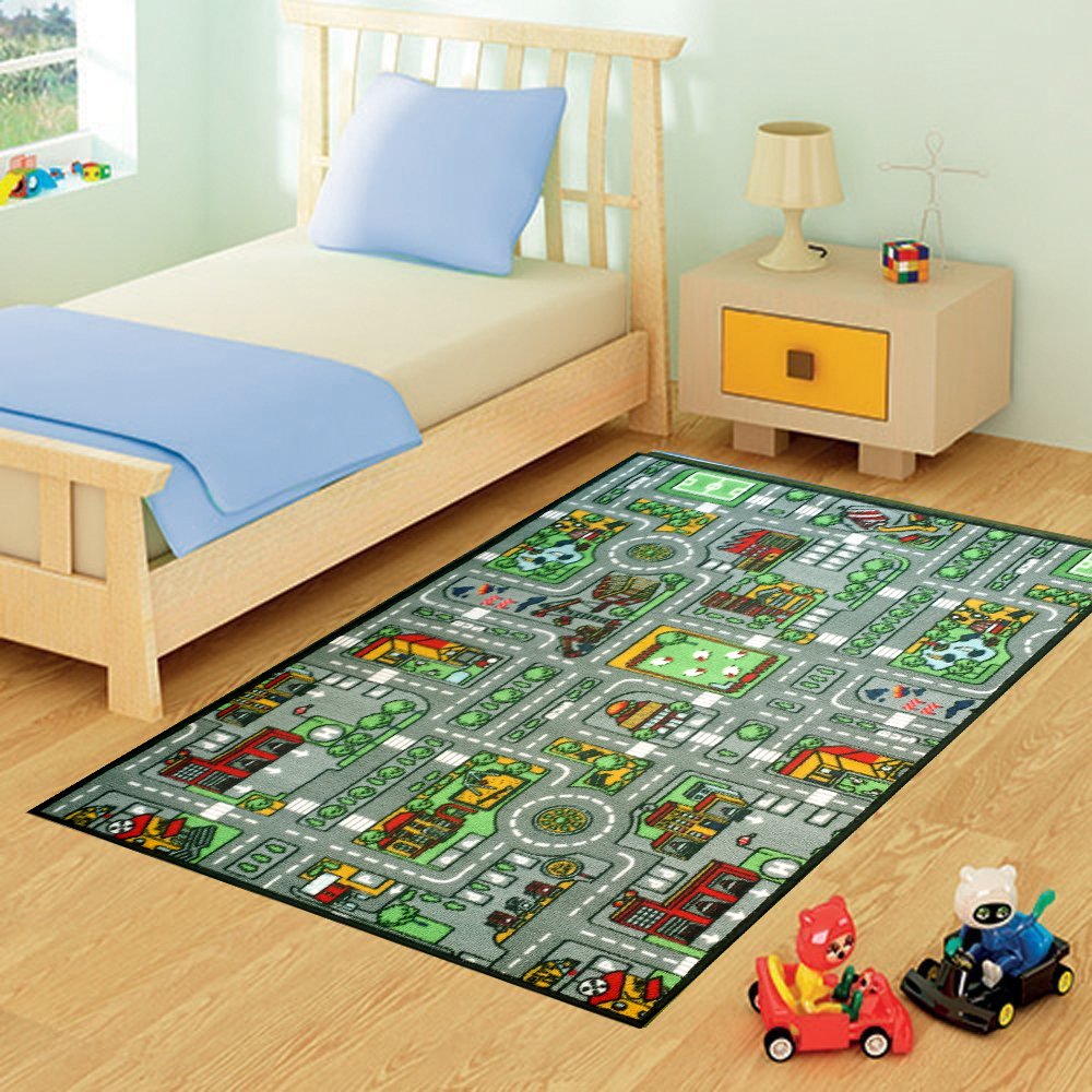 FunkyBuys® Kids Childrens CITY VILLAGE ROAD (80 x 120cm) Rug Mat Modern