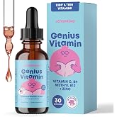 JoySpring Genius Vitamin Kids B Complex Drops, Elderberry, 30 Ct | B9 and B12 with zinc, vitamin C and elderberry, sugar-free elderberry liquid, mixes into any drink, ages 3 and up
