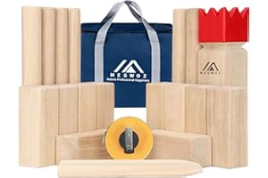 Megwoz Kubb Yard Game Outdoor Games Viking Chess for Adults New Zealand Pine Wooden Toss Game with Carrying Case, Backyard Lawn Game with Measuring Tape for Party Adults