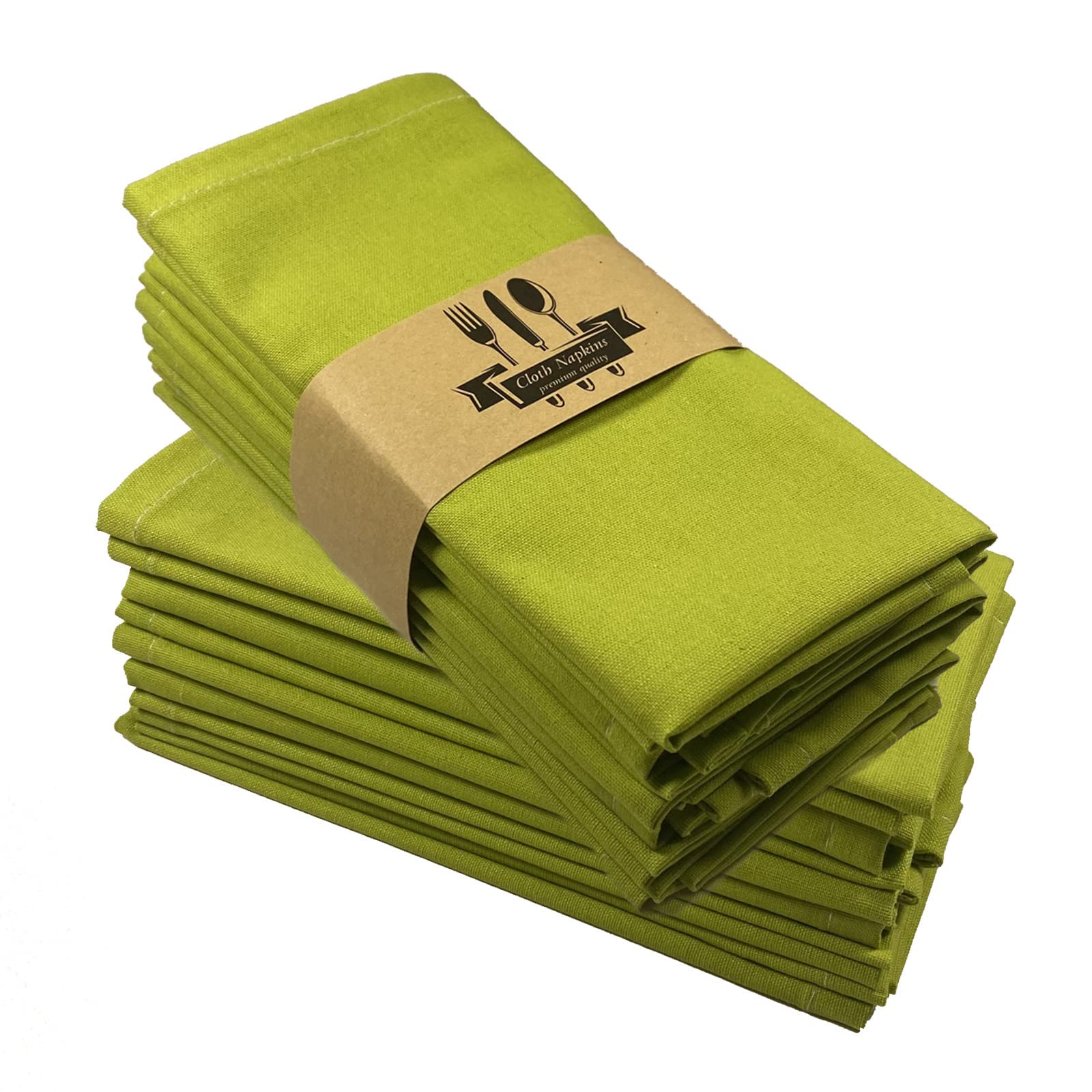ZOYIEP Fabric Napkins, Linen Napkins, Set of 4, 6, 8, 100% Cotton and Linen Napkins, Fabric, Fabric Napkins, Linen, 40 x 40 cm, Kitchen Fabric Napkins, Decoration (Green, Set of 4)