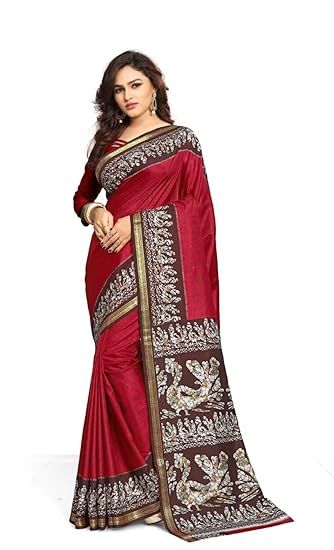 Womens soft silk saree with unstitched blouse piece [Rhytm silk saree]