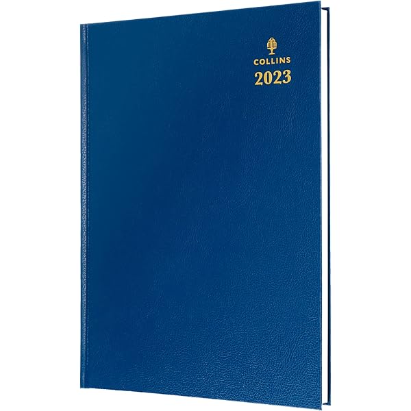 A4 Navy 2022 Desk Diary Day Page Early Edition Hard Cover Casebound