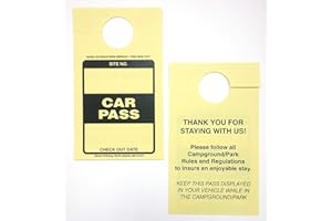 BECKS PRINTING Car Pass Parking Permit Rearview Mirror Hang Tag for Campgrounds RV Parks Trailers Campers Site Tags (Yellow, 250)