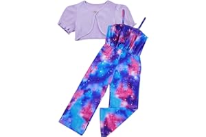 Evensu Toddler Girl Sleeveless Jumpsuits 2 Piece Outfits Ruffle Short Sleeve Cardigan Romper Set for 3-7 Years