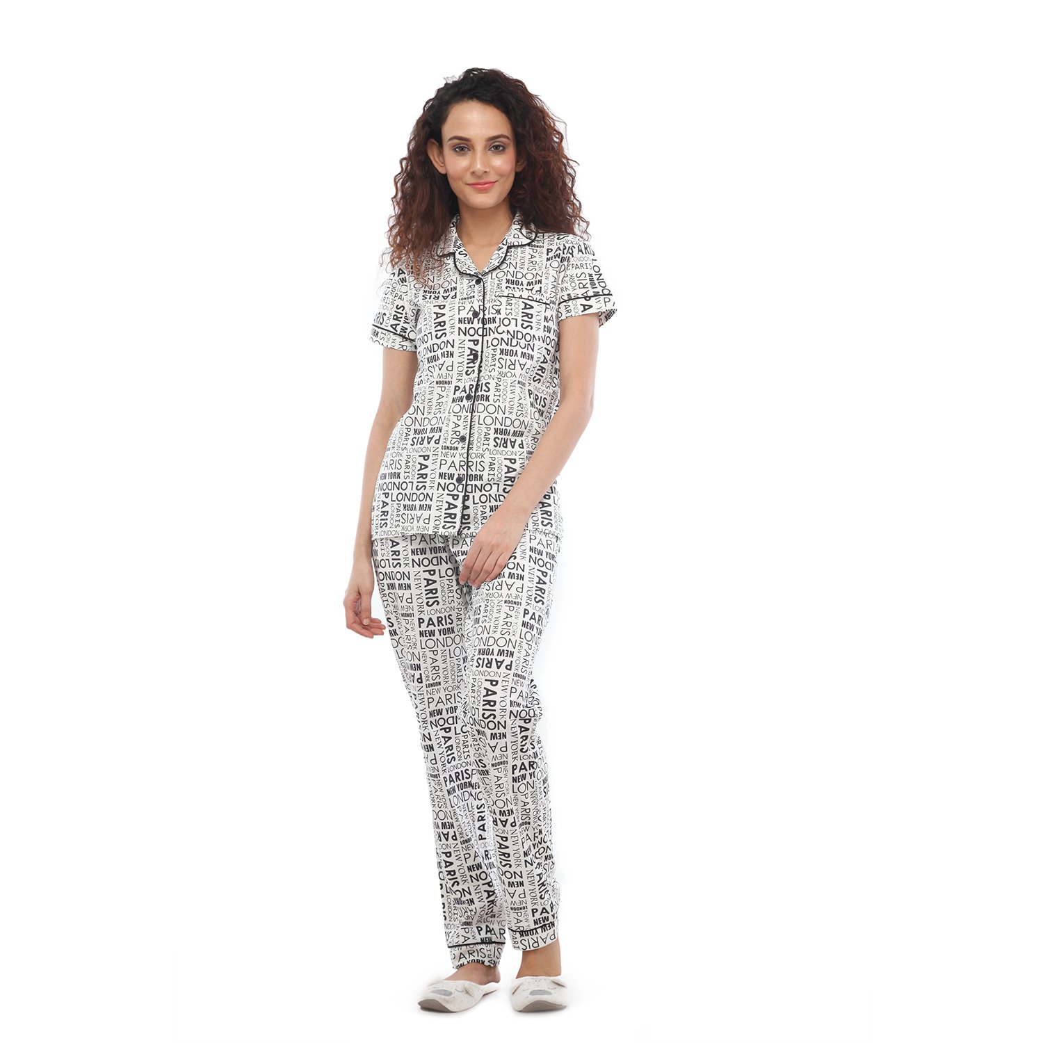 nite flite london paris ny cotton pyjama set