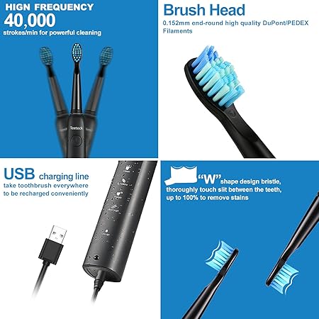Elektrische Zahnburste Schallzahnburste Ultraschall Zahnbursten Wasserdicht Ipx7 Amazon De Drogerie Korperpflege