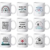 Teenyyou 9 Pcs Vet Tech Christmas Gifts Mug Bulk 11oz Veterinarian Ceramic Coffee Cup for Women Men Veterinary Technician Gift for Medical Graduate Dog Doctor Animal Lover Thank You Present