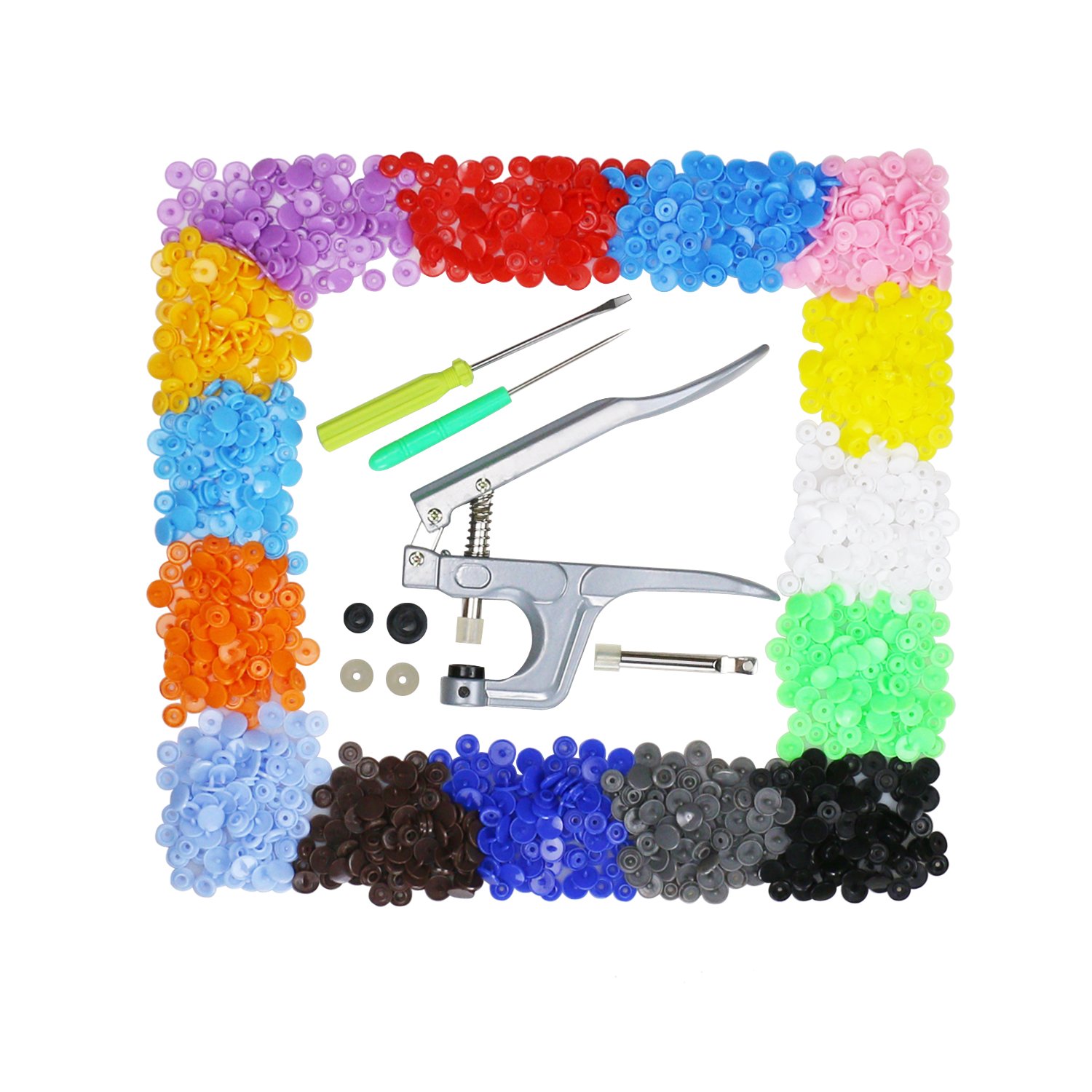 Aoafun Alambre Snap de  Set T Botones de plástico Fastener colores