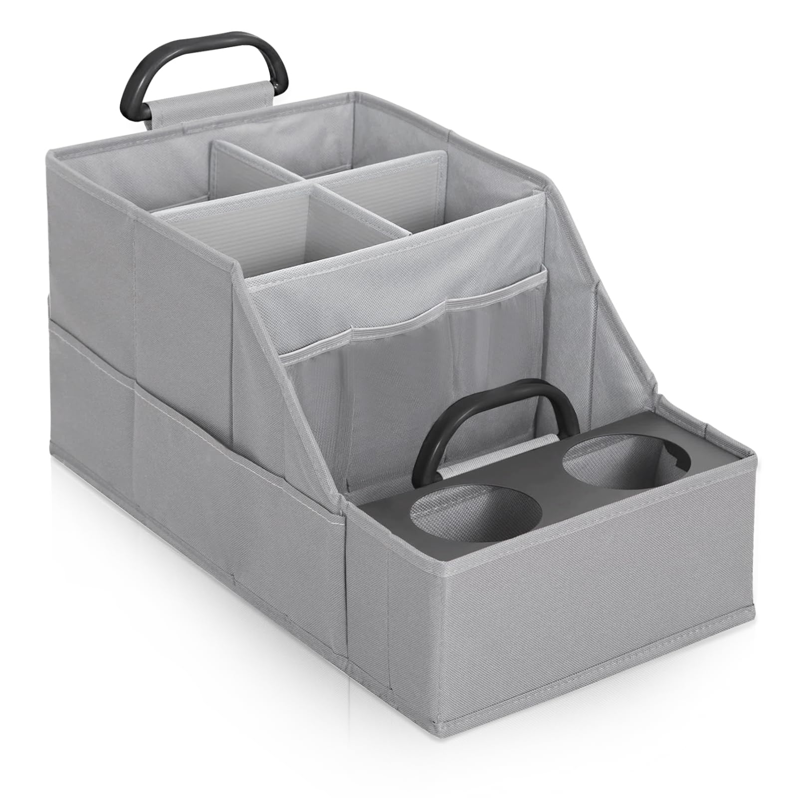 MULISOFT Car Seat Organizer- Backseat Car Organizer with 12 Storages Compartments and 2 Cup Holders, Organizers and Storage, Front Seat for Travel Kids,Pure Gray Image