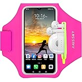 Running Armband with Earphone Bag Cell Phone Armband for iPhone 16 15 Pro 14 Plus 13 11 XR XS, Galaxy S24/S10 Water Resistant