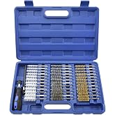 NEIKO 00325A Wire Brush Drill Attachments with 1/4-Inch Hex Shank, SAE and MM Brushes Assortment, Mountable on Power Drill or Die Grinder, 38-Piece Set