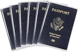 DMLuna [6 Pack] Clear Passport Holder and DIY Cute Stickers Set, Slim Lightweight Flexible Transparent Passport Cover Case, C
