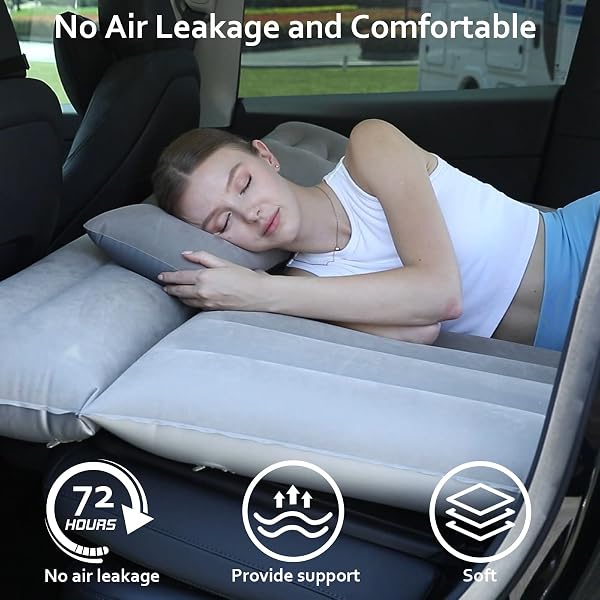 HANDZEE CAR AIR MATTRESS, INFLATABLE BED COMPATIBLE WITH TESLA MODEL Y, THICKENED COMFORTABLE DURABLE, FOLDABLE MATTRESS FOR TRUNK/REAR SEAT, AIR BED FOR SLEEPING CAMPING TRAVEL (GREY)