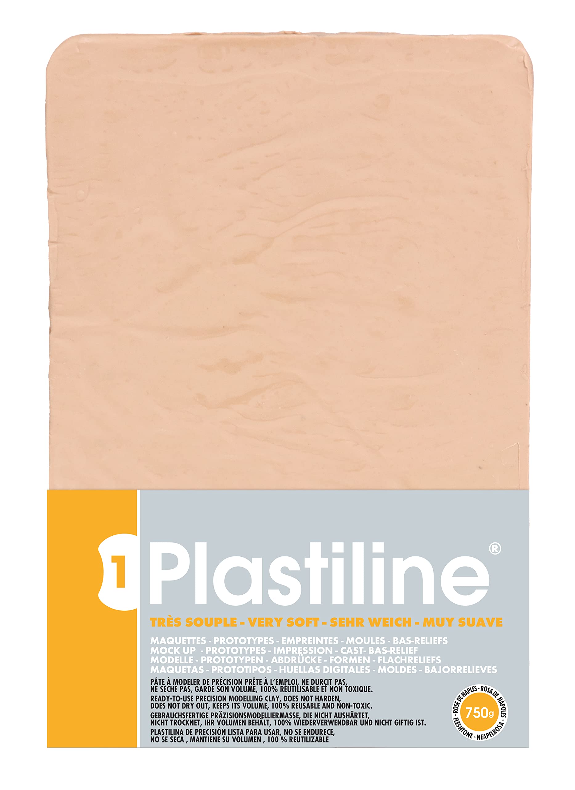 Plastiline 7240T - Plastiline sheet - Modelling Paste, High Precision - Sculpting, Moulding - Hardness 1 (very soft) - 750g - Naples Pink shade. Made in France