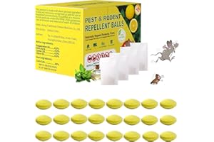 CACUTUSGO Mouse Rodent Repellent, Peppermint & Lemon Oil Mice Repellent Balls - 24 Pack Natural Rodent Deterrent for Indoor/Outdoor Use, Family & Pet Safe, Long-Lasting Insect Repellent for Home, Garden, Garage