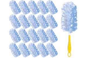 BECORRECT 360° Heavy Duty Duster Refills for Swiffer,20 Count Duster Refills with 1 Handle,Dusting Furniture, Blinds, Ceiling Fans, Walls, Feather & Microfiber, Unscented,Disposable