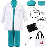 ZZIHAN Doctor Costume for Kids Lab Coat & Scrubs Set with Accessories for Play & Dress-Up Age 3-12