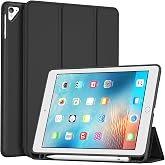 ProCase Slim Case for 9.7&ldquo; iPad 6th &amp; 5th &amp; Air 2 &amp; Air 1st Generation | Soft TPU Cover Back with Pencil Holder, Auto Wake/Sleep -Black