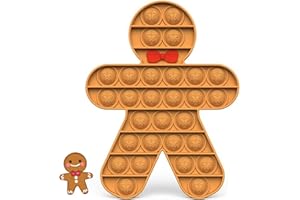 WOPLAGYREAT Christmas Push Bubble Fidget Toys,Cute Gingerbread Man Sensory Squeeze Toy for Kids Toddler Boys Girls,Figette Gifts Stress Relief Silicone Game Birthday Party Favors Classroom Prize Stocking Stuffers