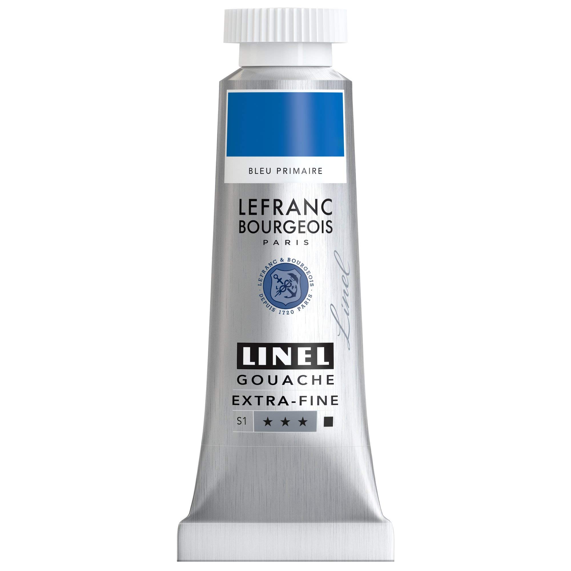 Lefranc Bourgeois 301194 Linel Gouache Extra Fine and Smooth Watercolours with Maximum Colour Intensity, Luminosity for Streak-Free Application, 14 ml Tube - Primary Blue