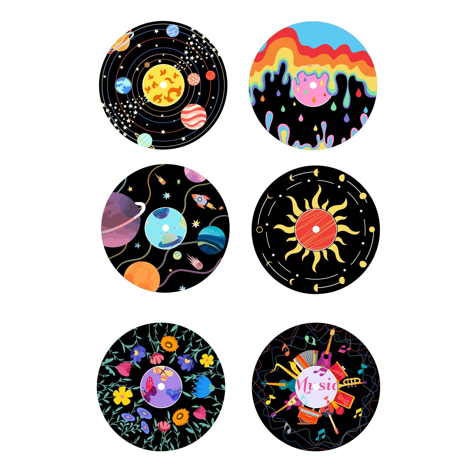 PLIGREAT 6 Pcs Graffiti Music Record Wall Stickers, Removable Vinyl Wall Stickers for Music Bar Living Room Bedroom Decorations